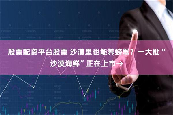 股票配资平台股票 沙漠里也能养螃蟹？一大批“沙漠海鲜”正在上市→